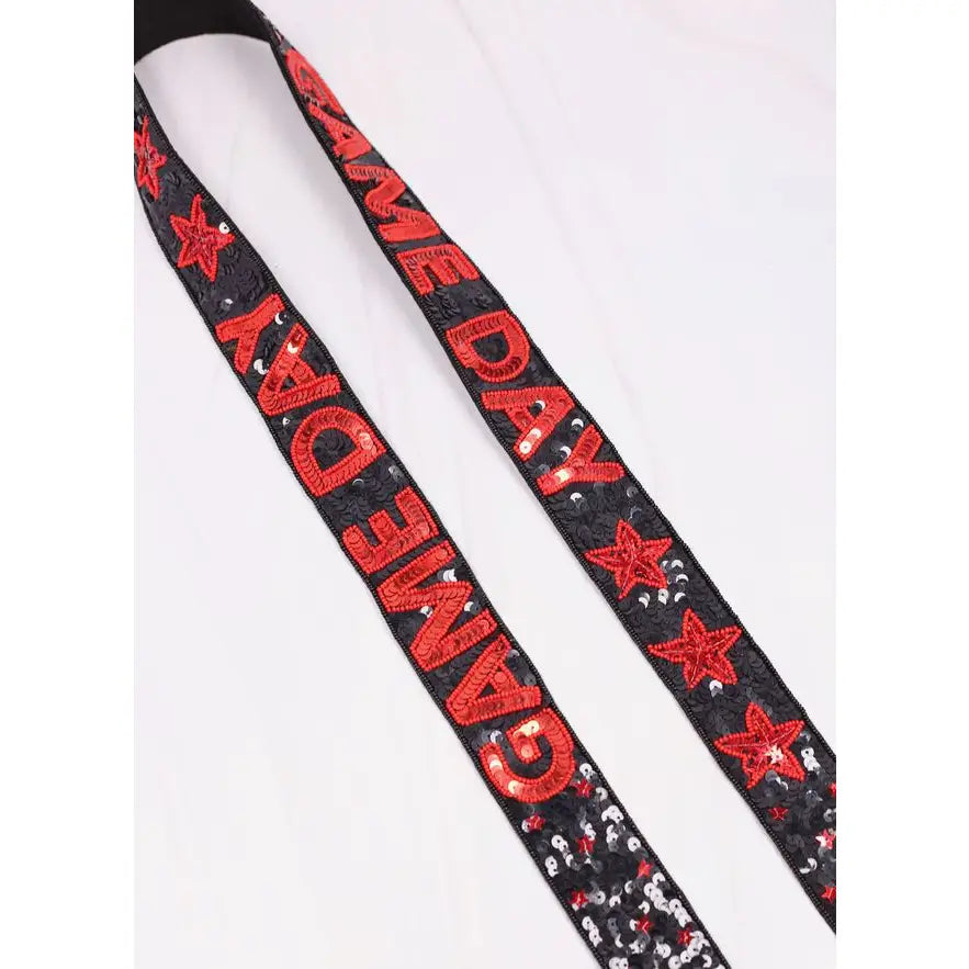 Game Day Star Sequin Bag Strap - RED/BLACK