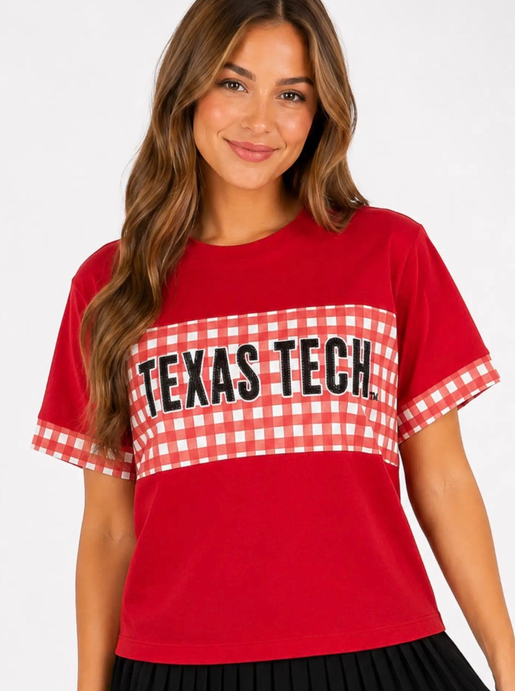 Red & Gingham Game Day Tee