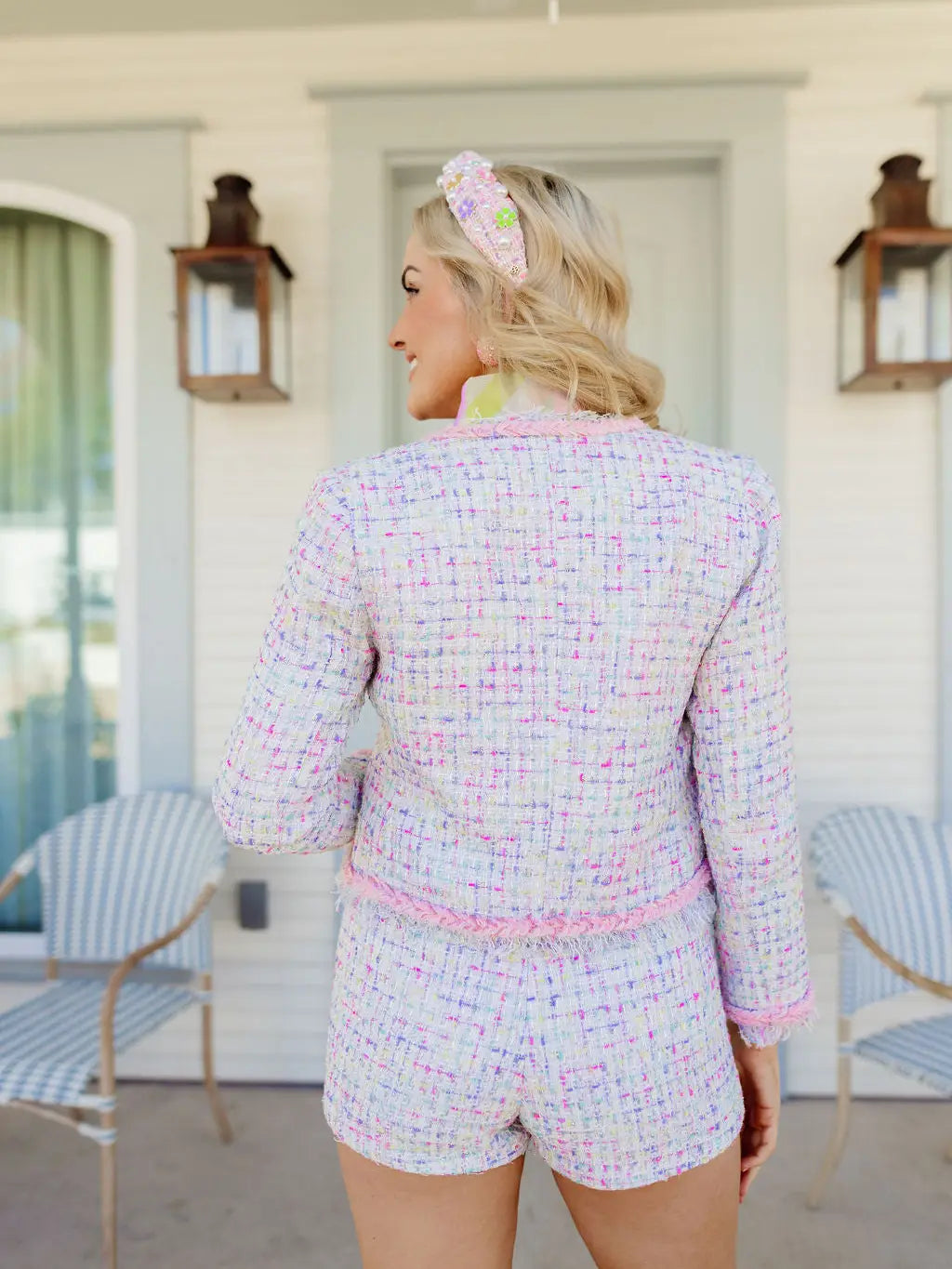 White Multi Tweed Blazor - Torque Fashion