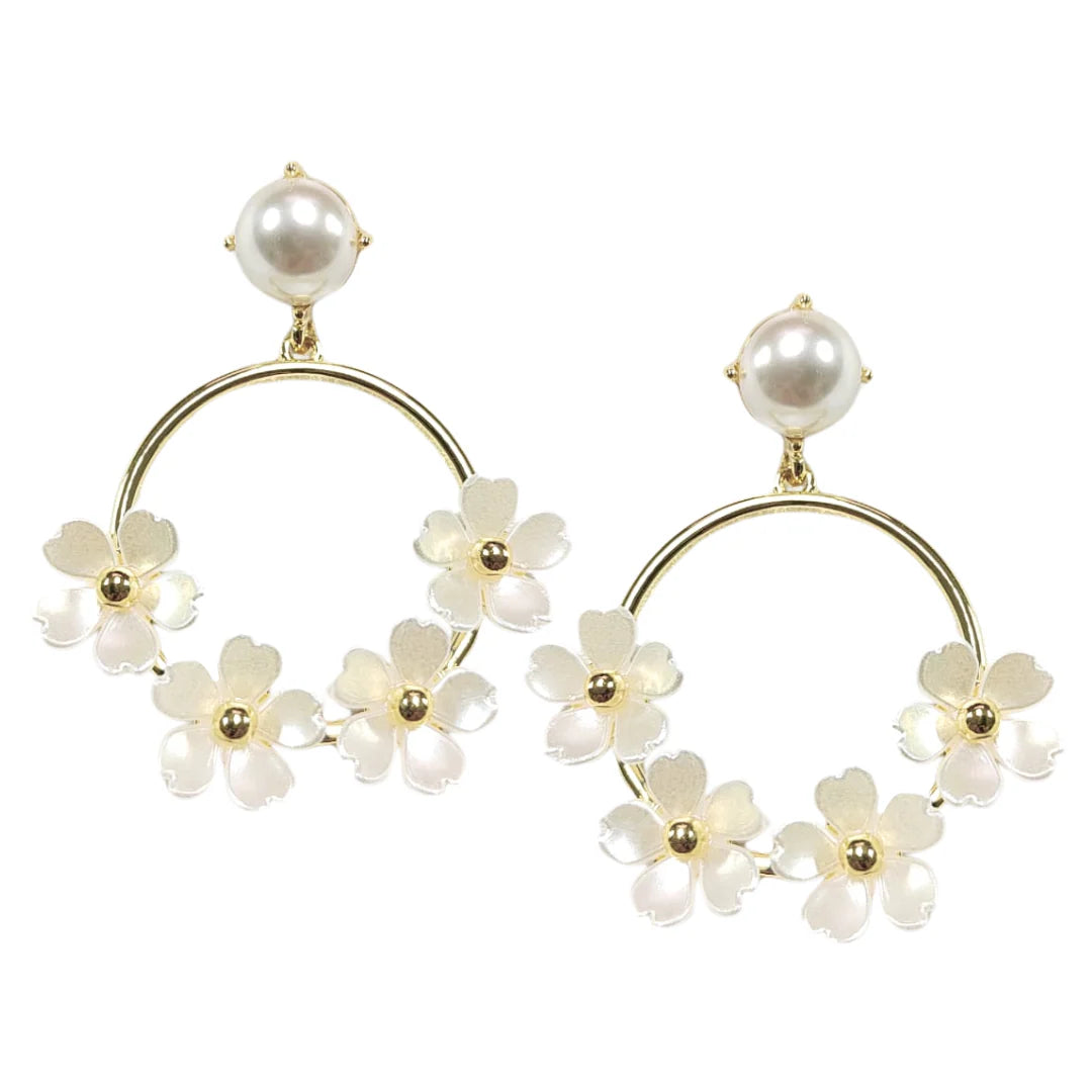 Brianna Cannon - White Pearl Flower Earrings