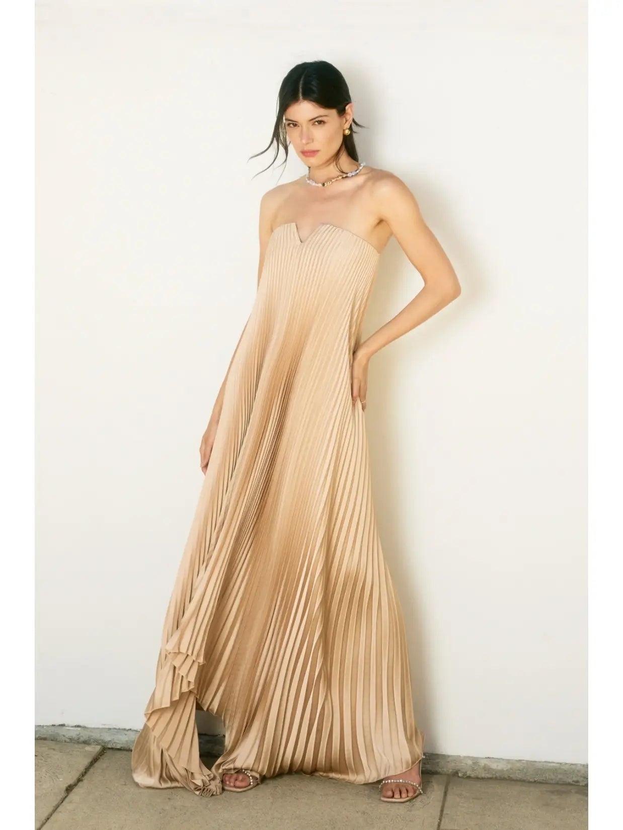 Satin Soirée Dress - GOLD
