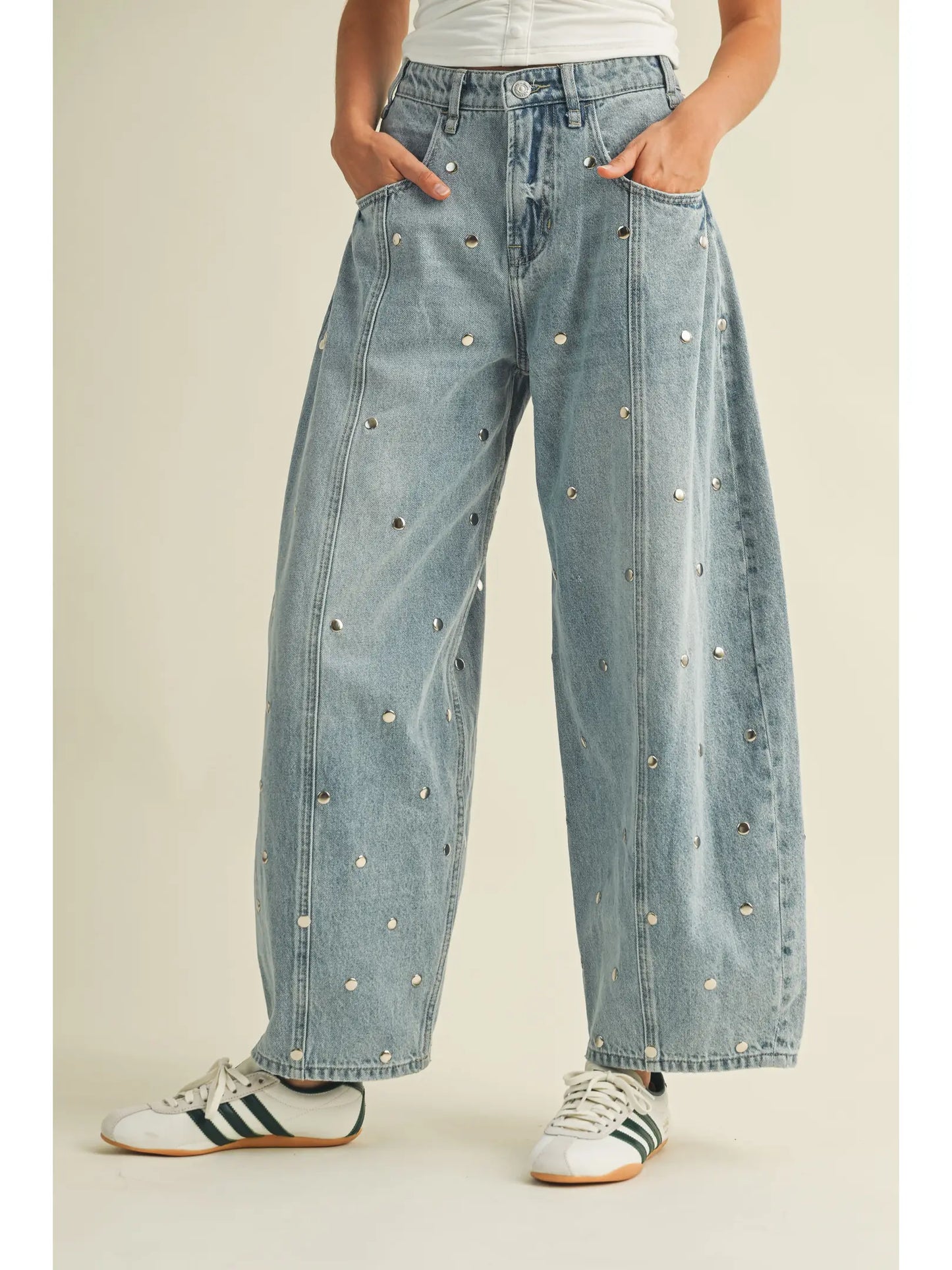 Studded Chic Barrel Jeans