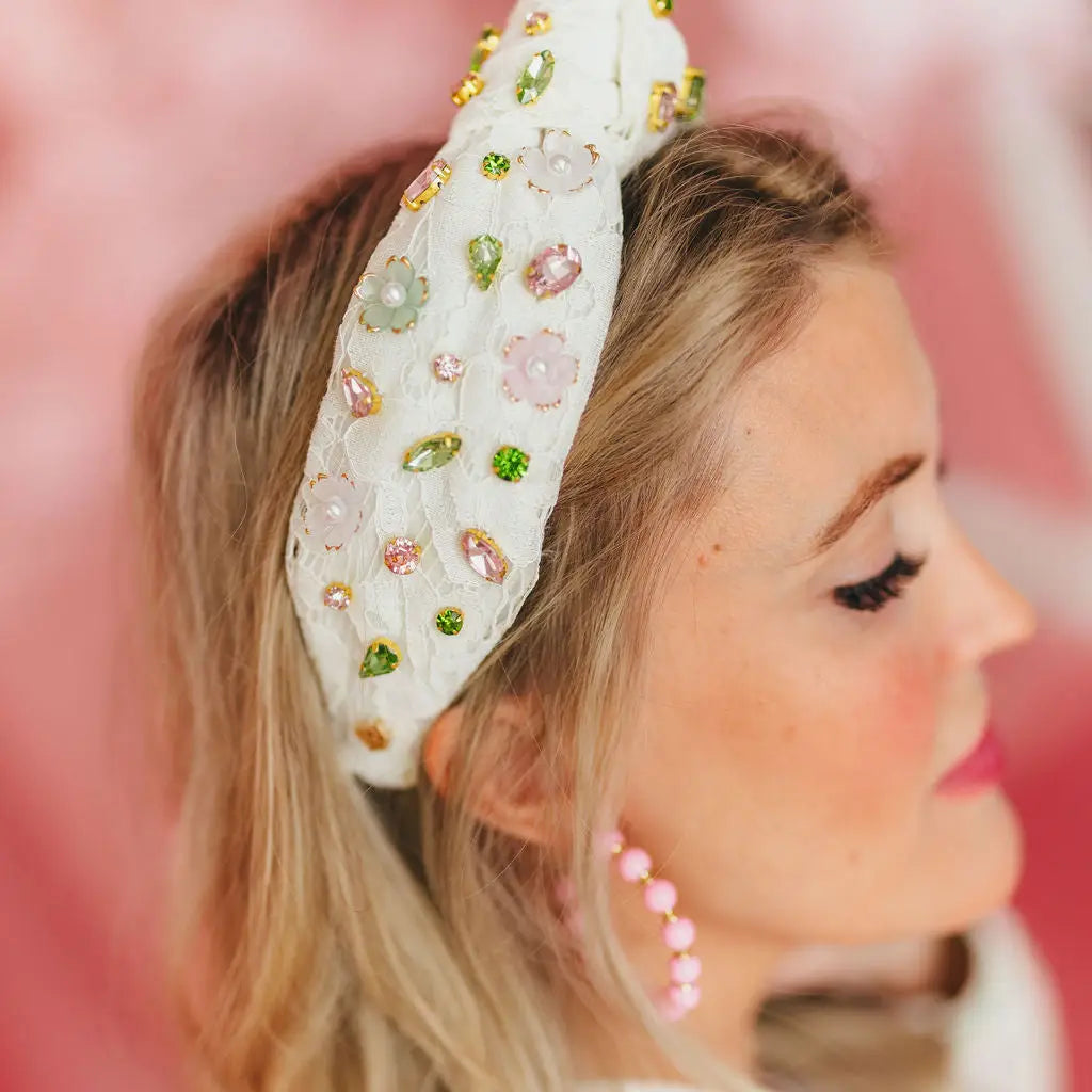 BRIANNA CANNON - White Lace Fresh Blossom Headband - Torque Fashion