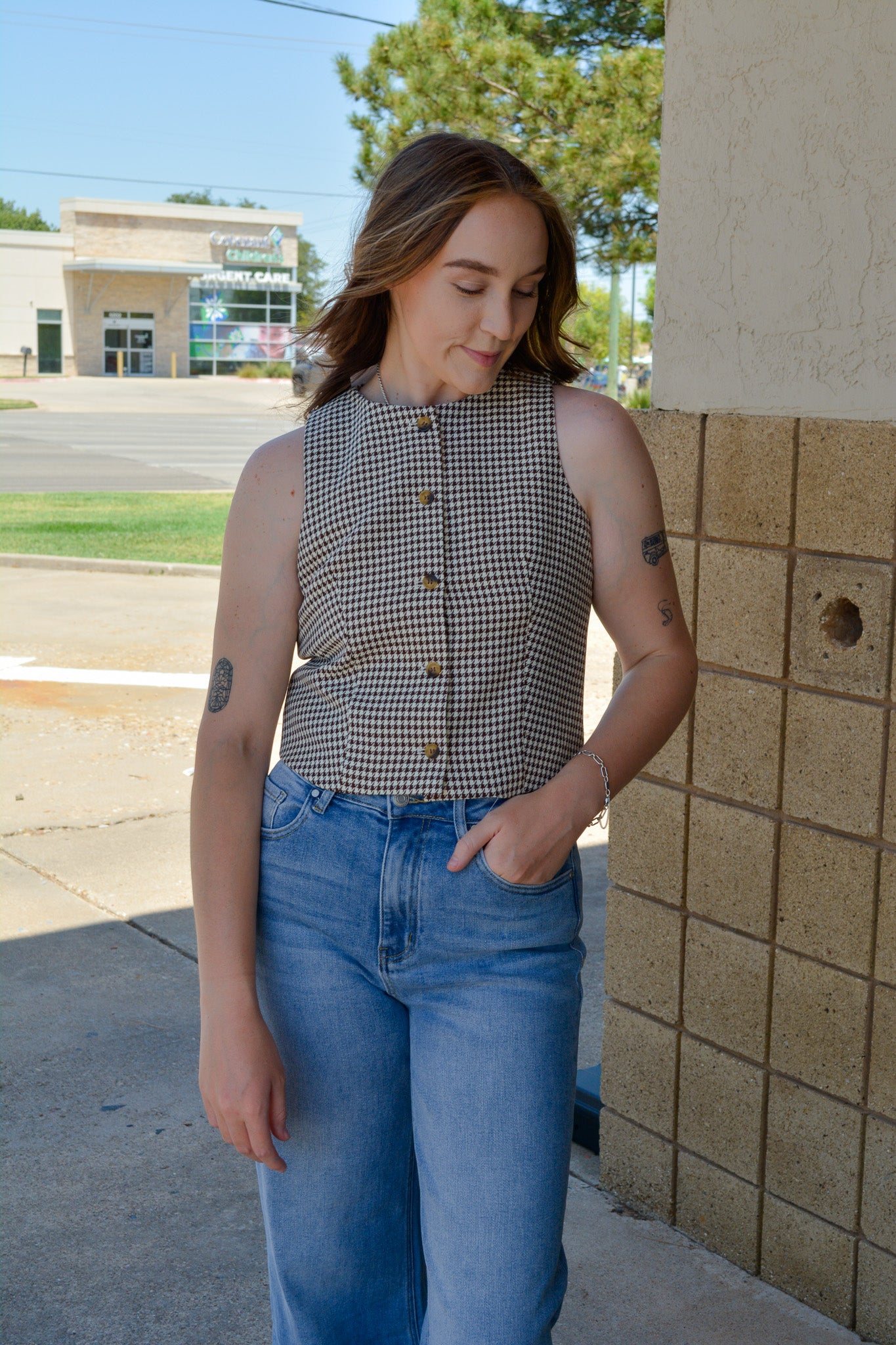 Heritage Houndstooth Vest Top