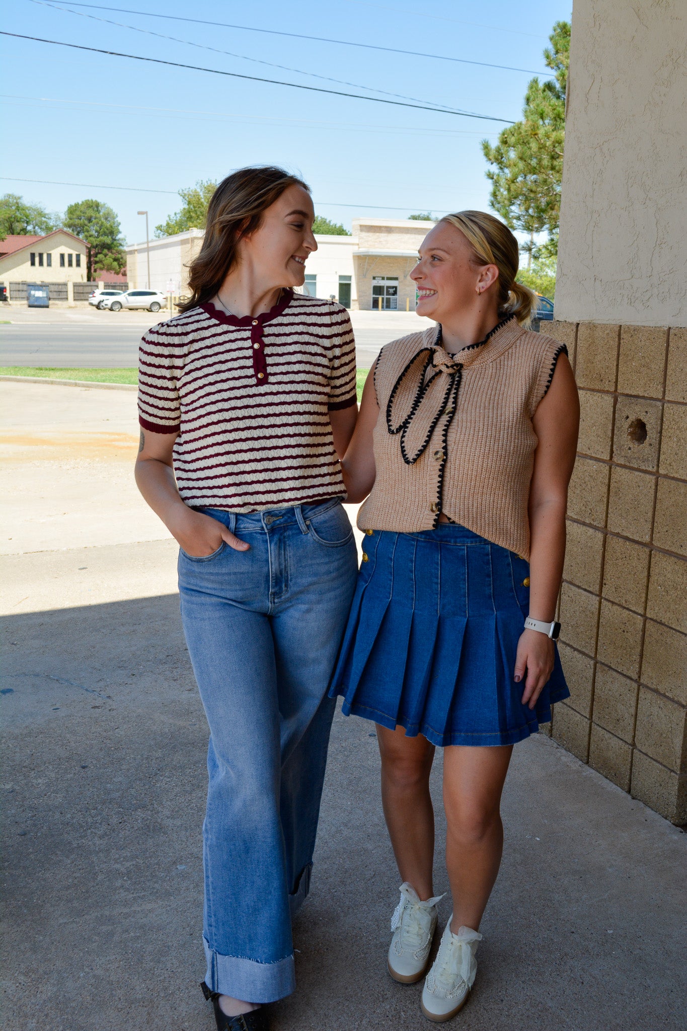 Sugar Stripe Button Top