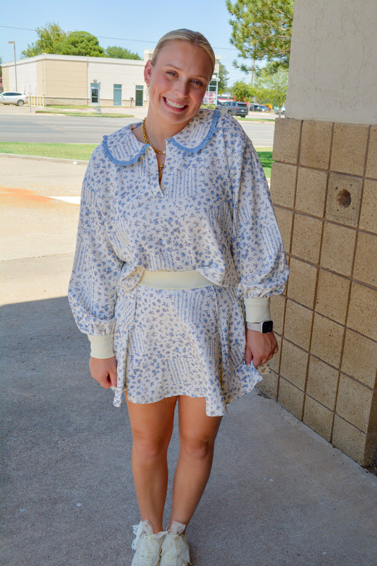 Ditsy Florals Skirt in Baby Blue
