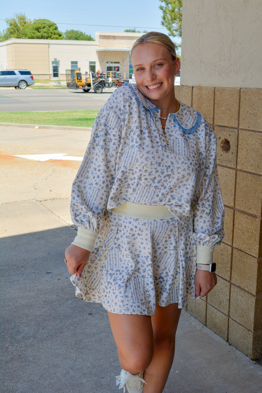 Ditsy Florals Top - Baby Blue