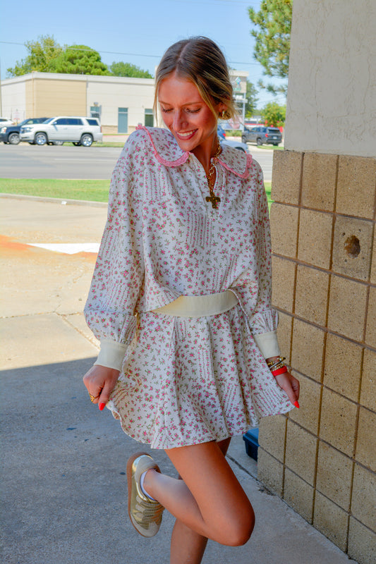 Ditsy Florals Skirt in Pink