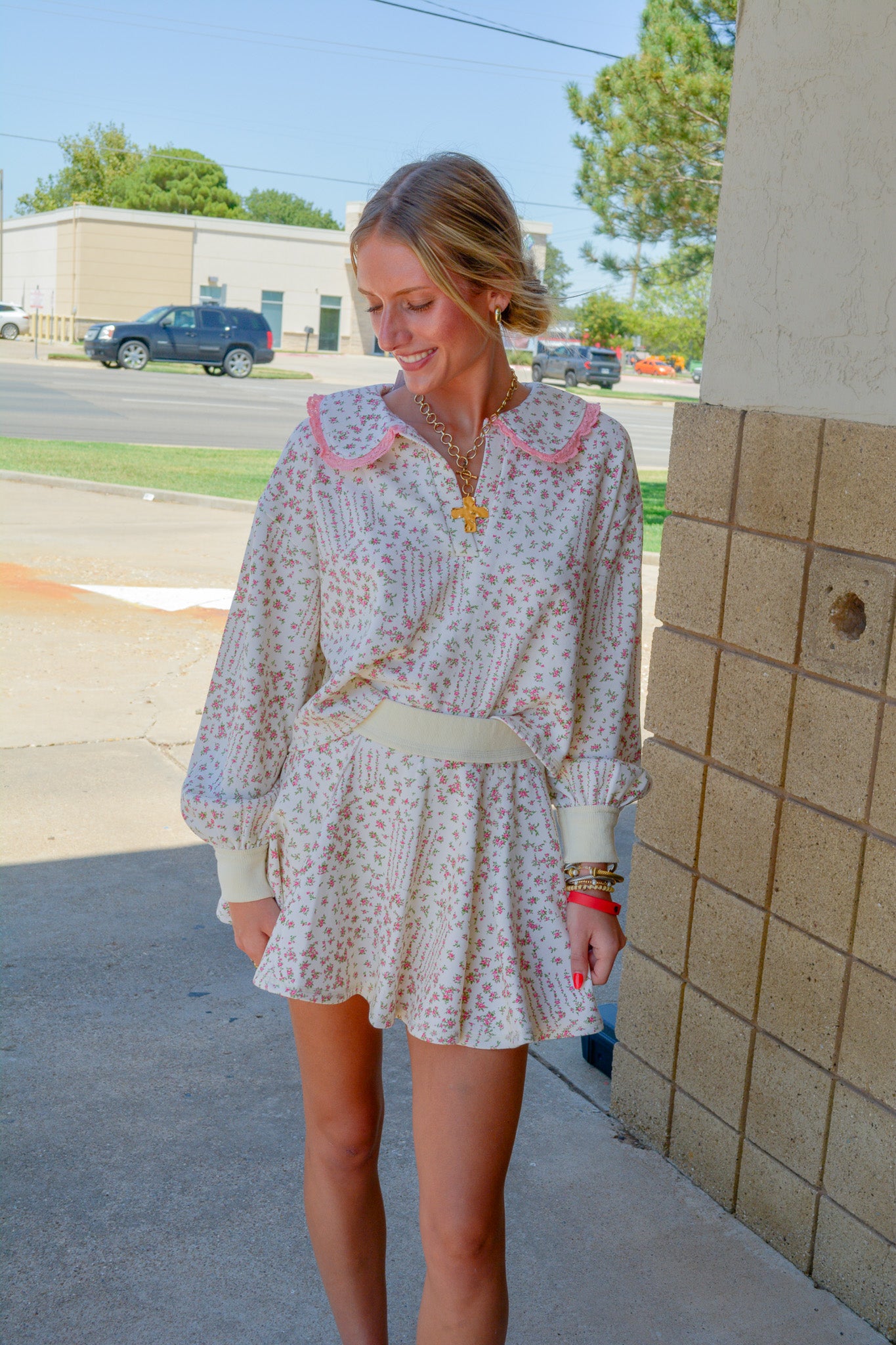 Ditsy Florals Top - Pink