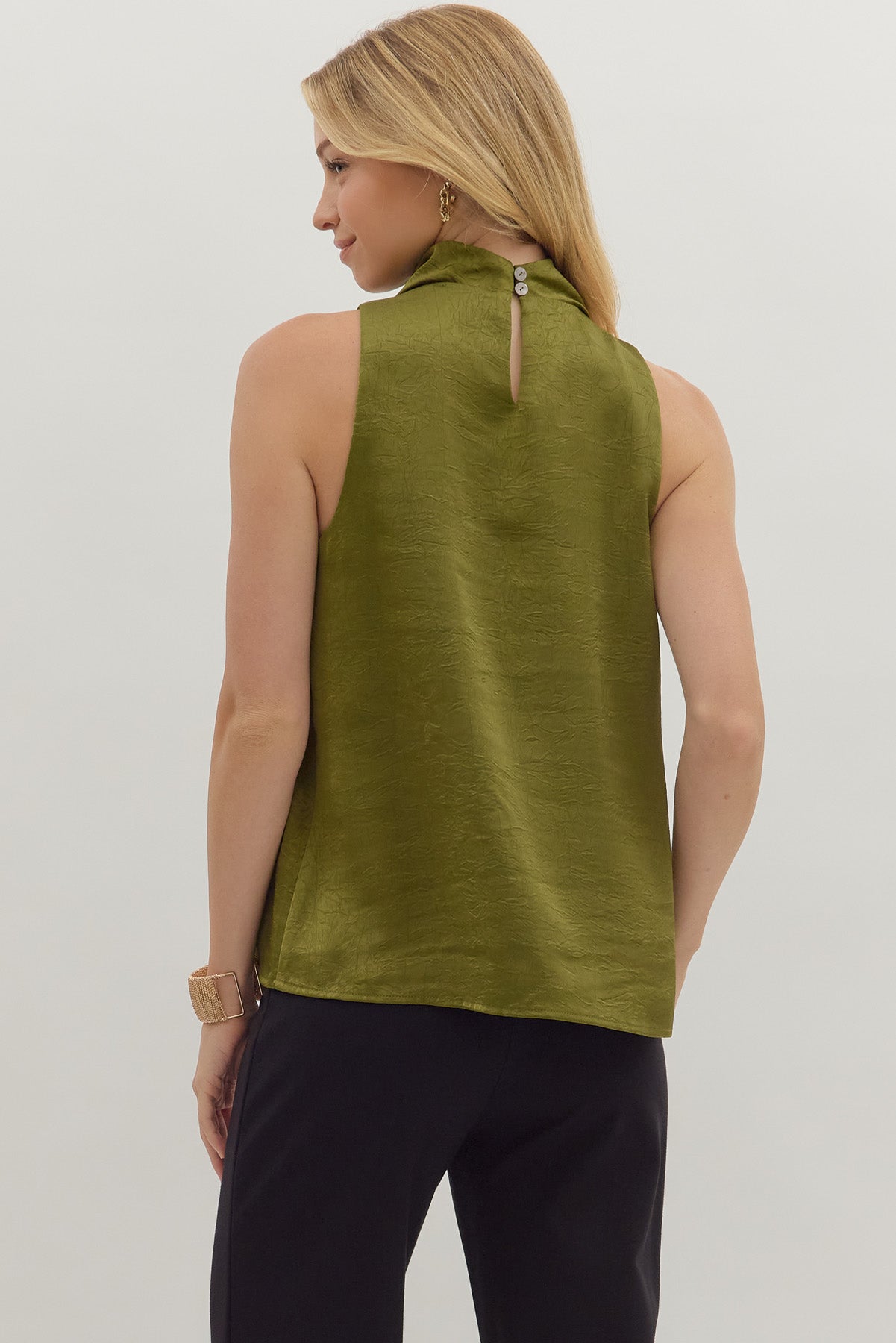 Olive Glow Draped Neck Top