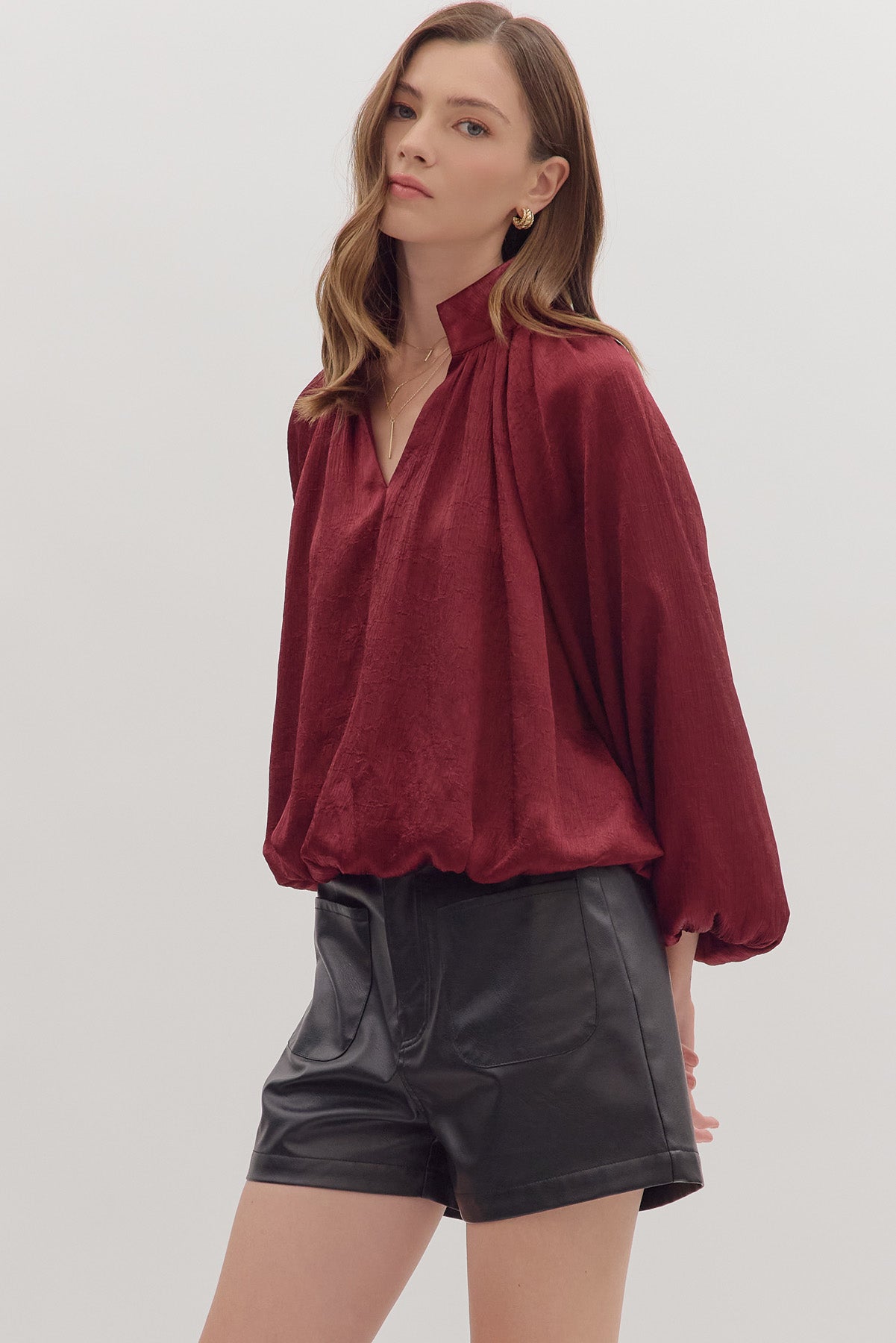 Soft Spoken Top - Burgundy