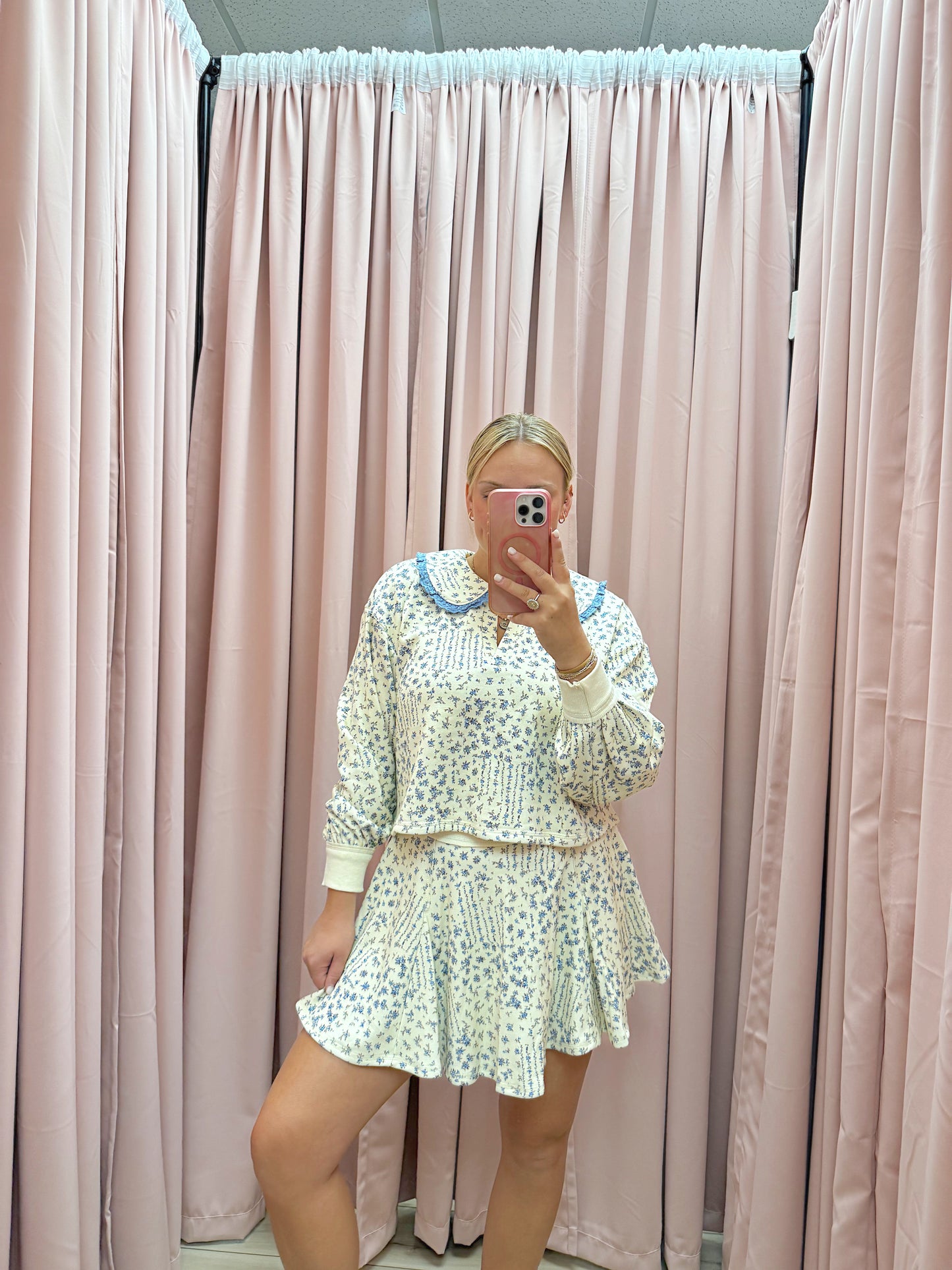 Ditsy Florals Top - Baby Blue