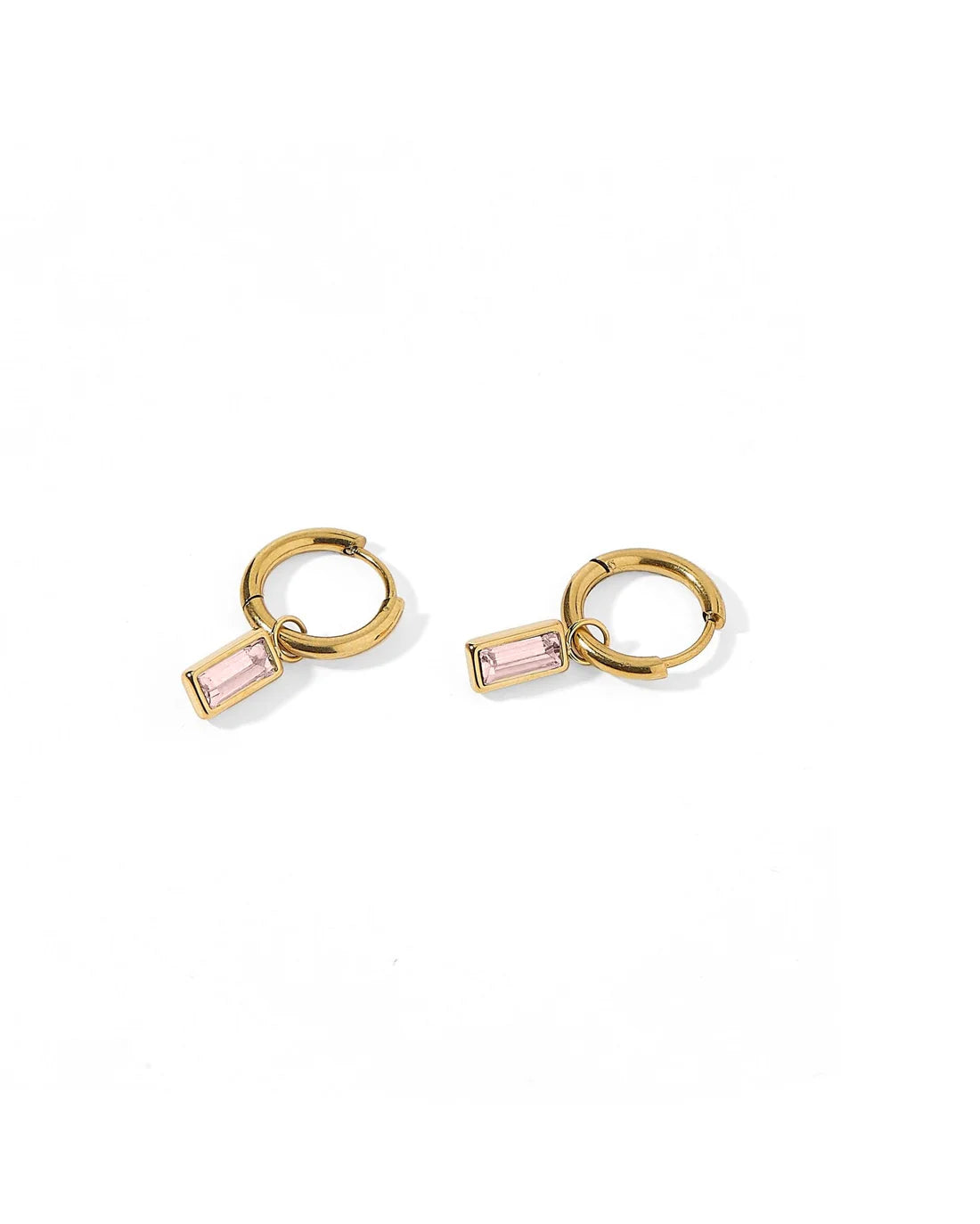 Linny Co. - Edith Huggie Charm Earrings - Pink/Gold