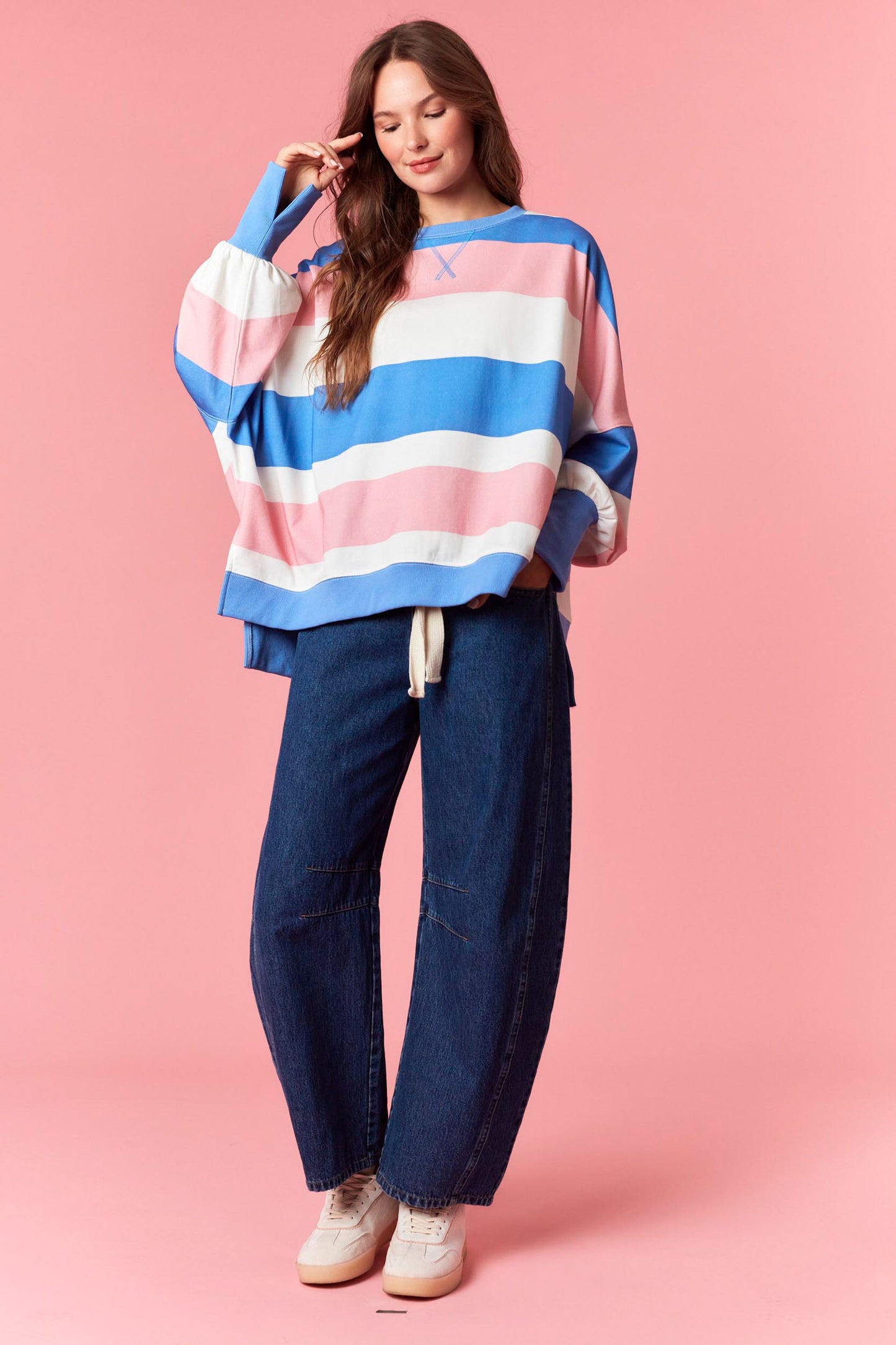 Color Pop Crew Neck Top - Torque Fashion