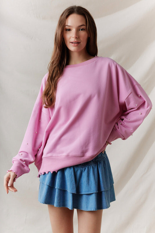 Pearl Crush Pullover Top - Pink
