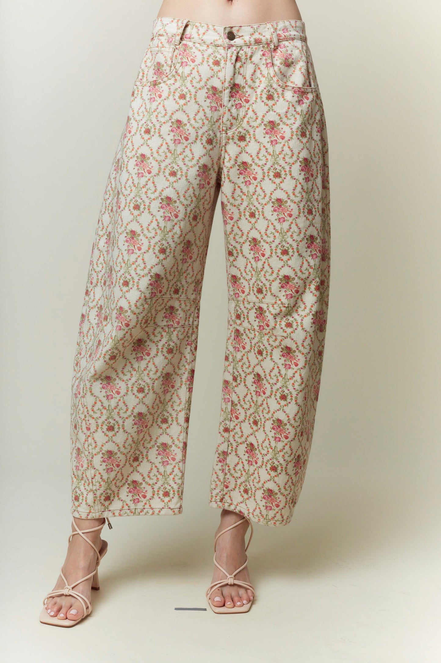 Floral Flair Barrel Jeans