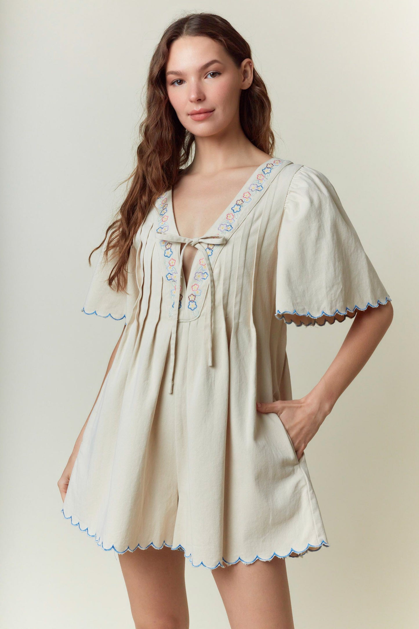Embroidered Elegance Romper