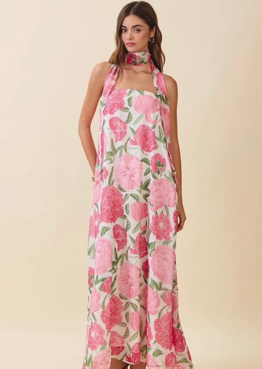 TCEC Blossom Breeze Maxi Dress featuring floral print, lightweight fabric, and flowing silhouette perfect for summer wear.
