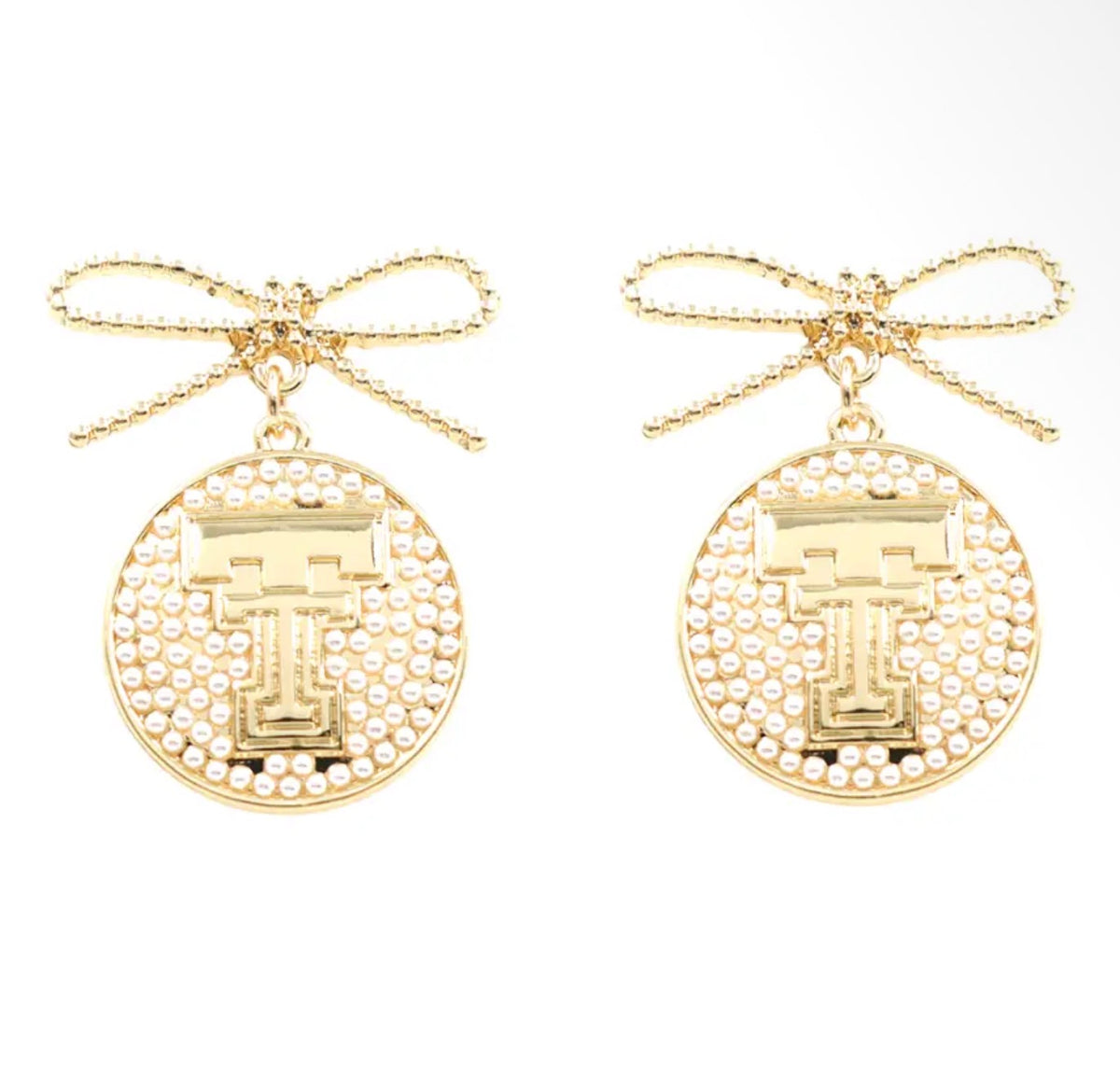 Texas Tech Pearl Medallion Earrings