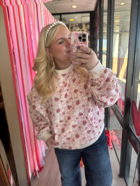 Frosted Blooms Fleece Sweatshirt - Torque Fashion