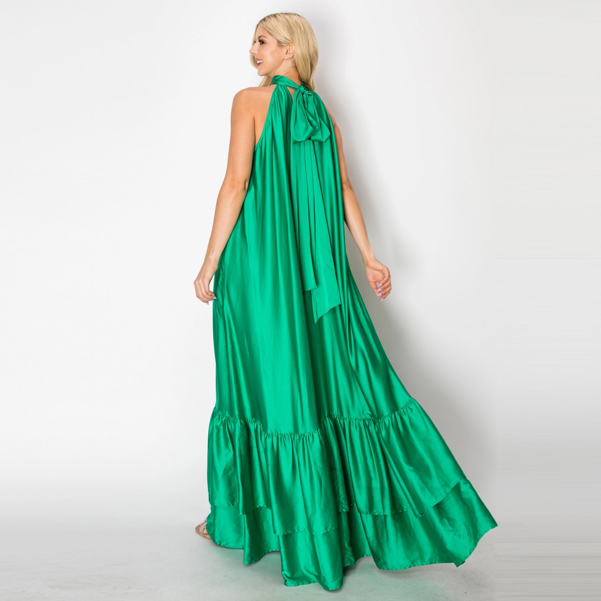 Jewel Tones Satin Maxi Dress - Torque Fashion