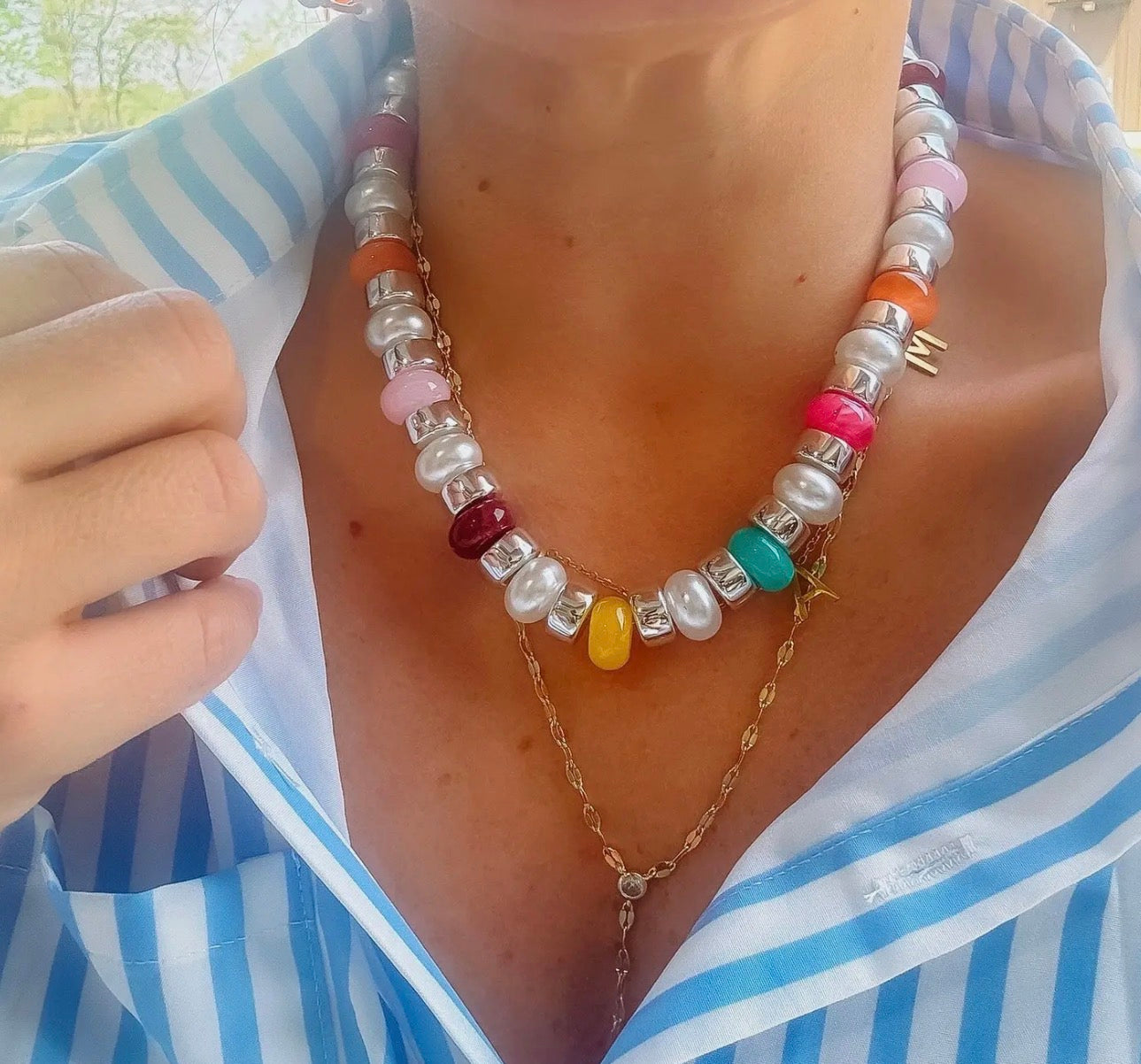 Treasure Jewels Joyful Beaded Necklace with colorful beads and intricate design, perfect for stylish accessories.