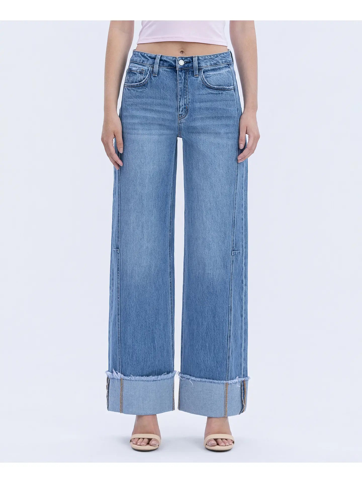Vervet Downtown Darling denim jeans showing classic blue fit with front pockets and belt loops on a clean background.