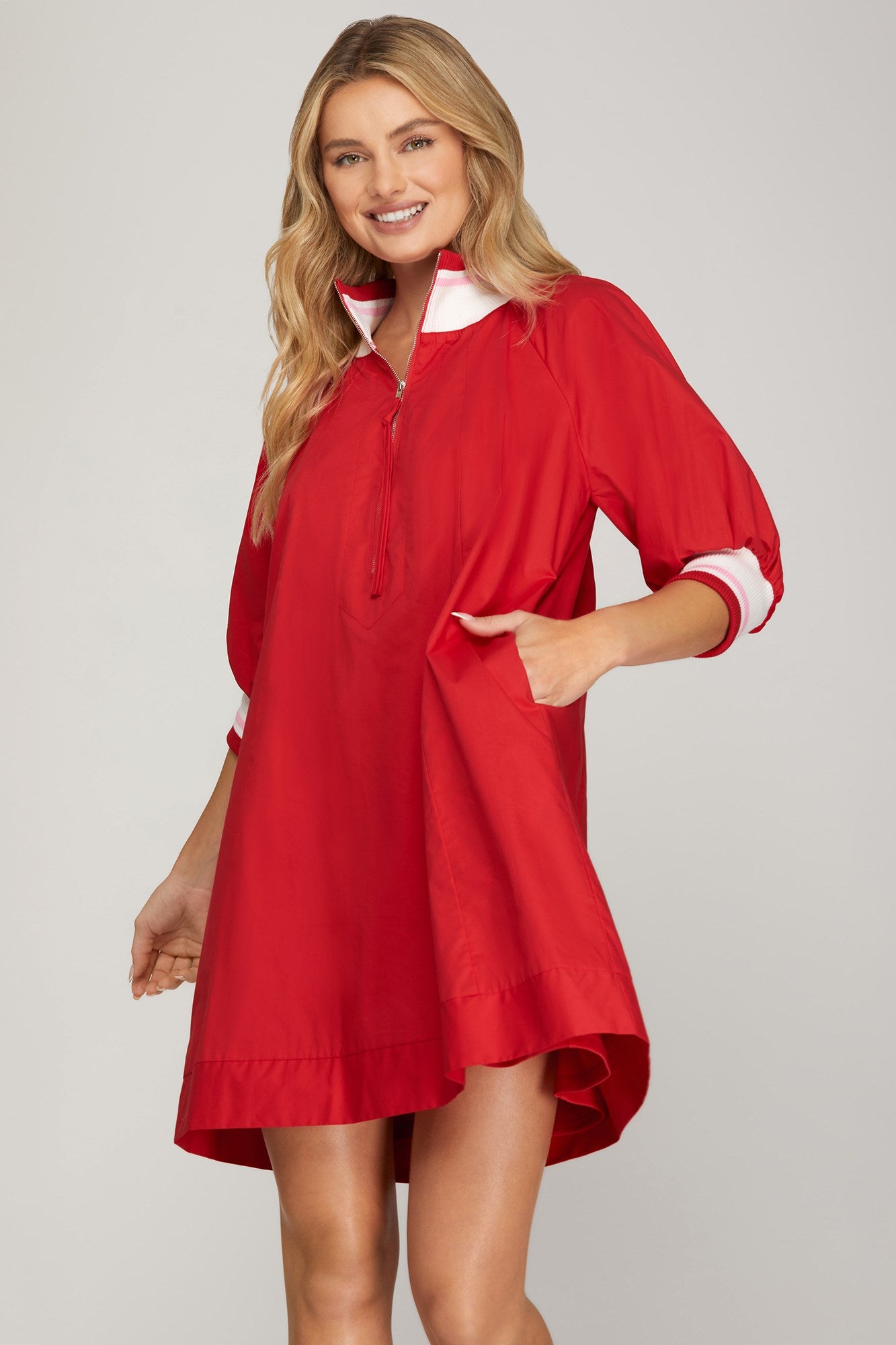 Sunday Stroll Half-Zip Mini Dress