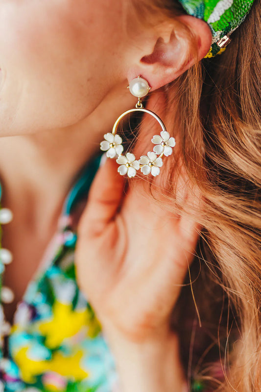 Brianna Cannon - White Pearl Flower Earrings