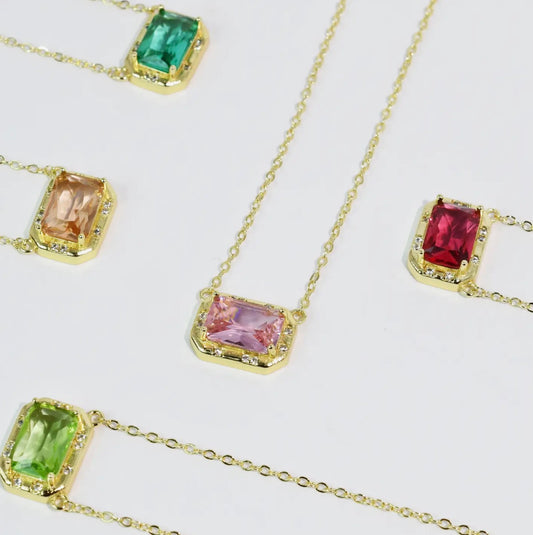 Treasure Jewels Pretty Gem Necklace featuring colorful gemstone pendant on a delicate chain, elegant jewelry accessory.