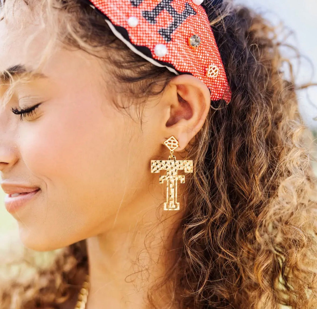 Texas Tech Gold Double T Earrings