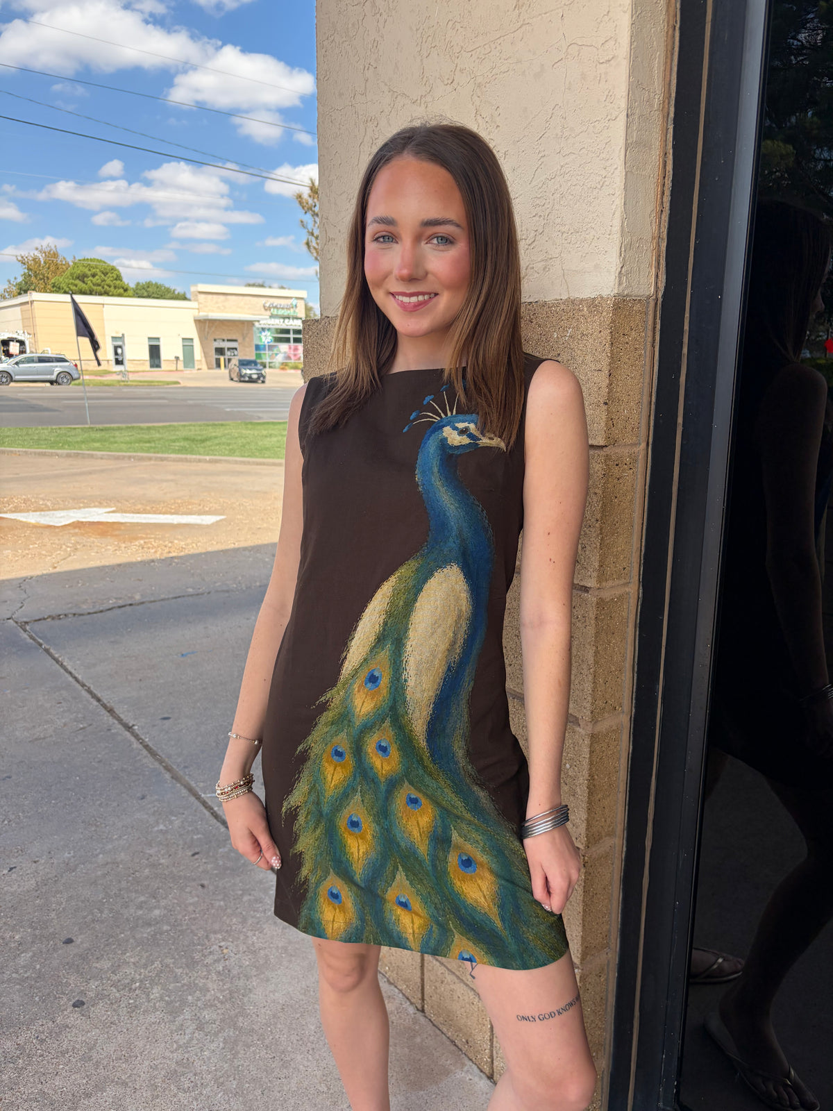 Chocolate Peacock Mini Dress