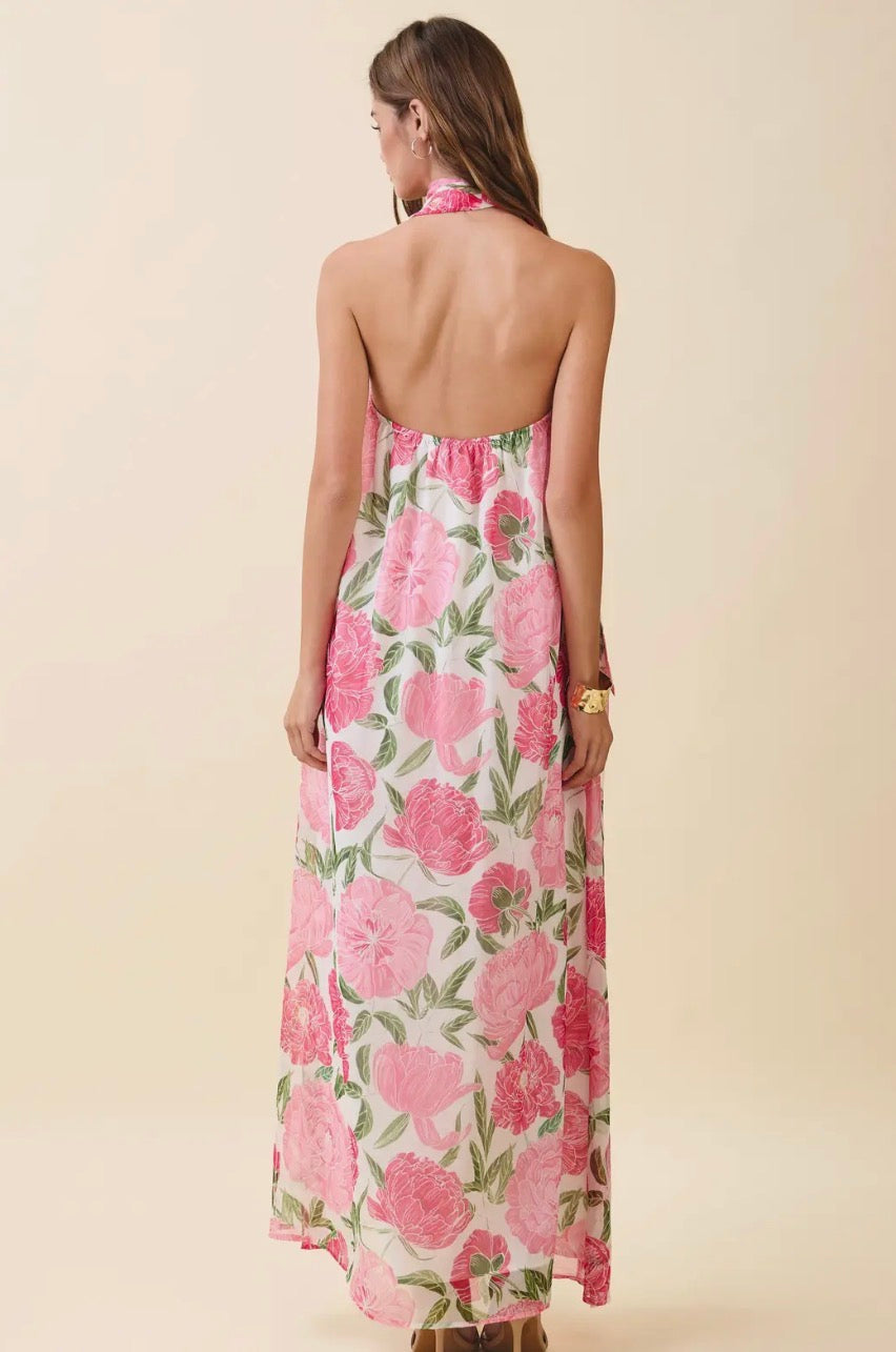 TCEC Blossom Breeze maxi dress featuring floral print, flowing fabric, and sleeveless design perfect for summer wear