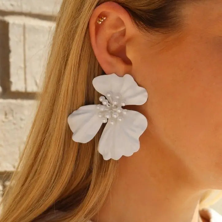 Capri Statement Earrings - White