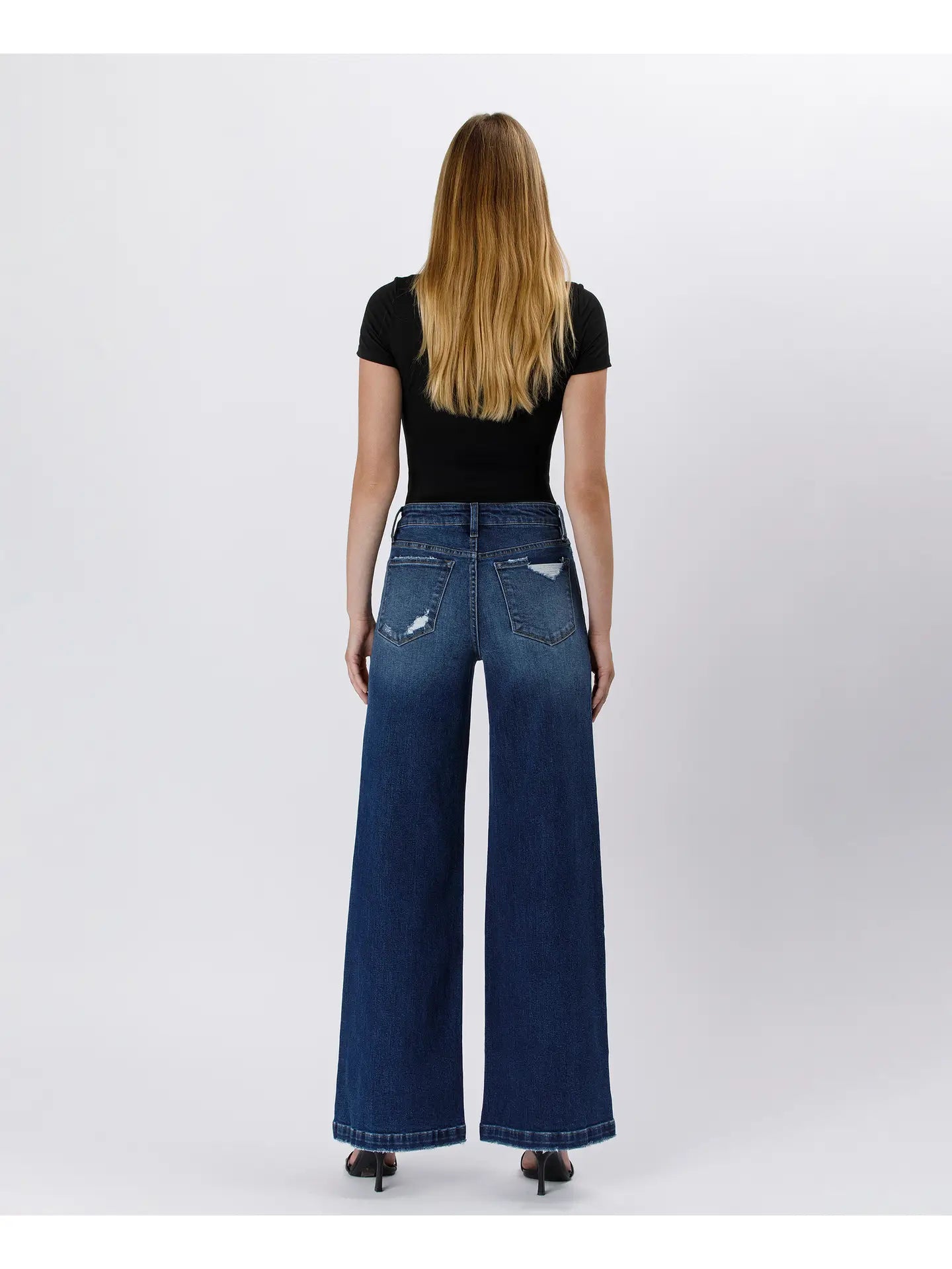 Vervet Outdone Tummy Control High Rise Wide Leg Jeans