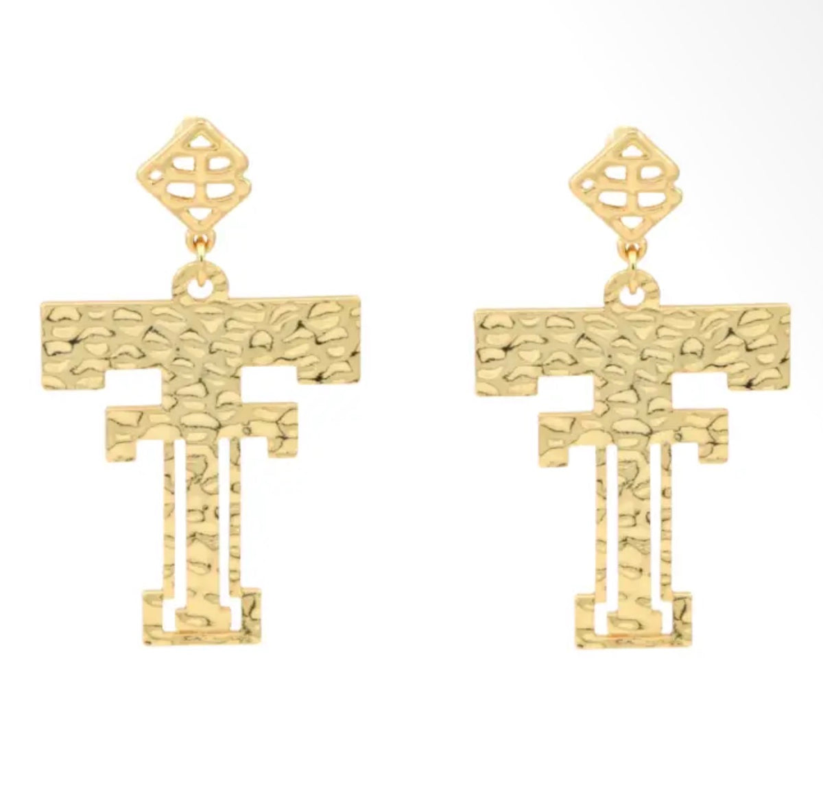 Texas Tech Gold Double T Earrings