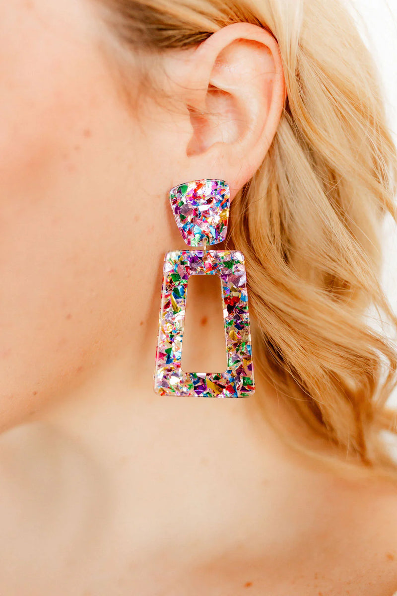 Kennedy Earrings in Pink Birthday Confetti