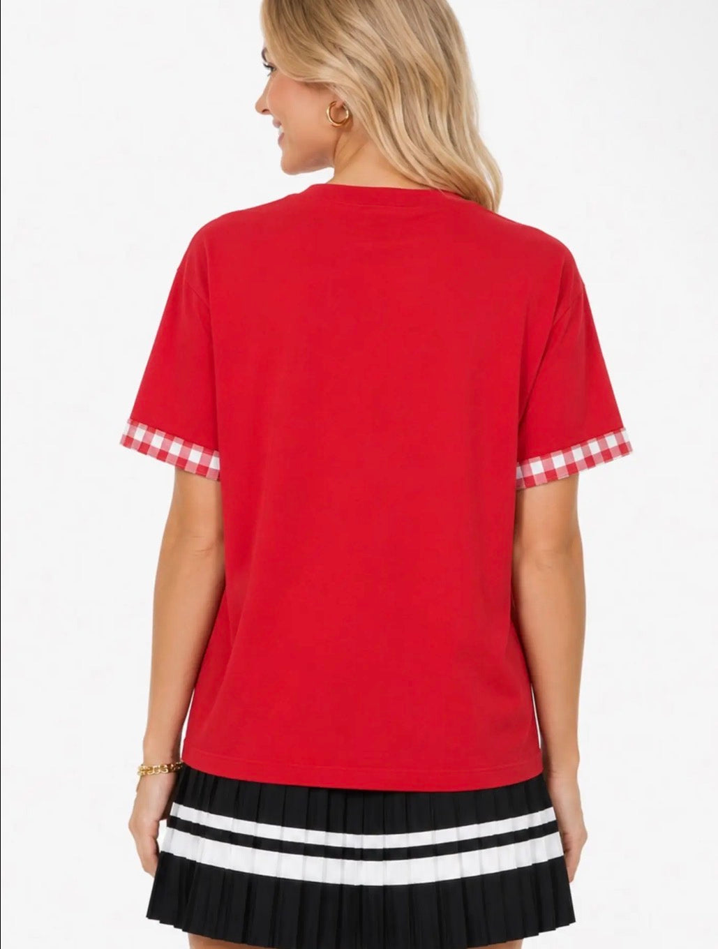 Red & Gingham Game Day Tee