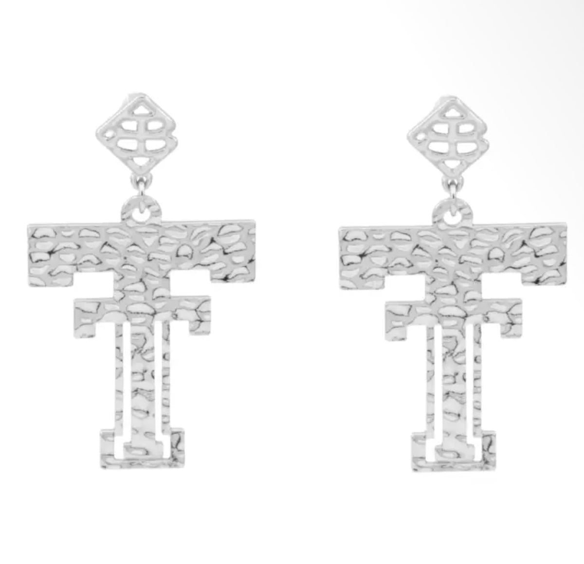 Texas Tech Silver Double T Earrings
