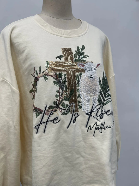 He is Risen Sequined Pullover