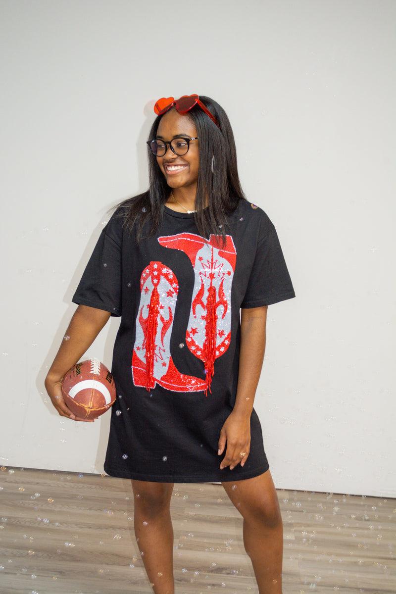 Grab Your Boots, its Gameday Tshirt Dress