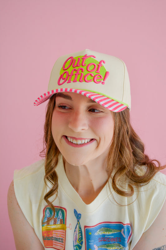 Out Of Office hat by Summer Tees featuring a casual, wide-brimmed style perfect for summer outdoor wear.