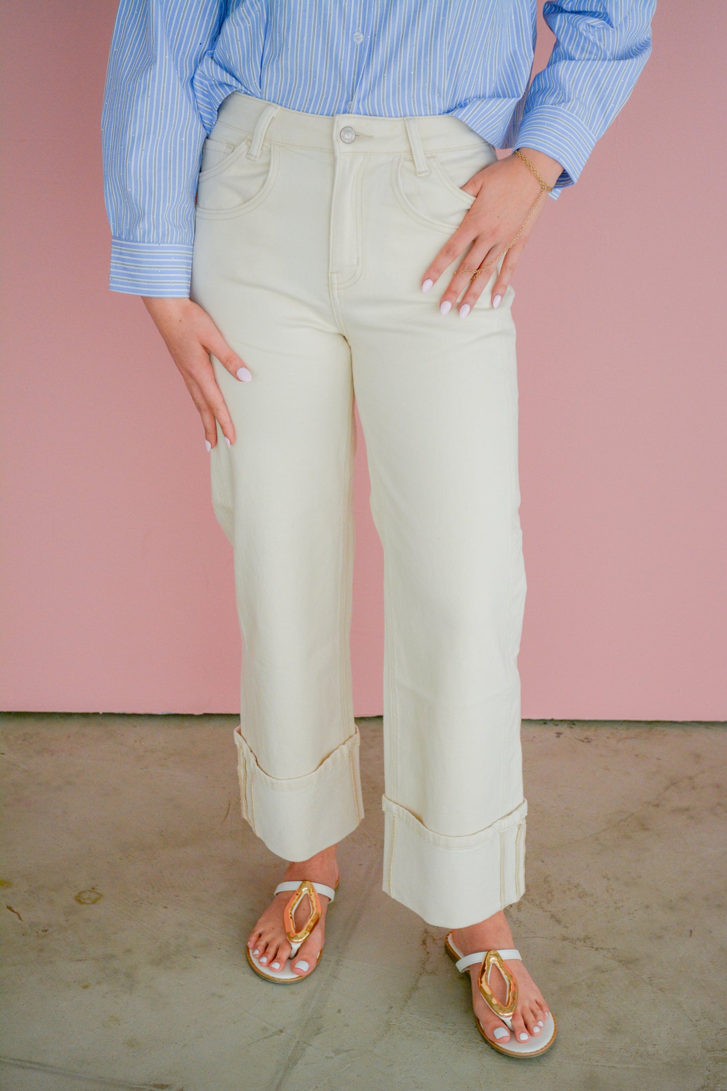 Ivory Breeze Baggy Cuff Jeans
