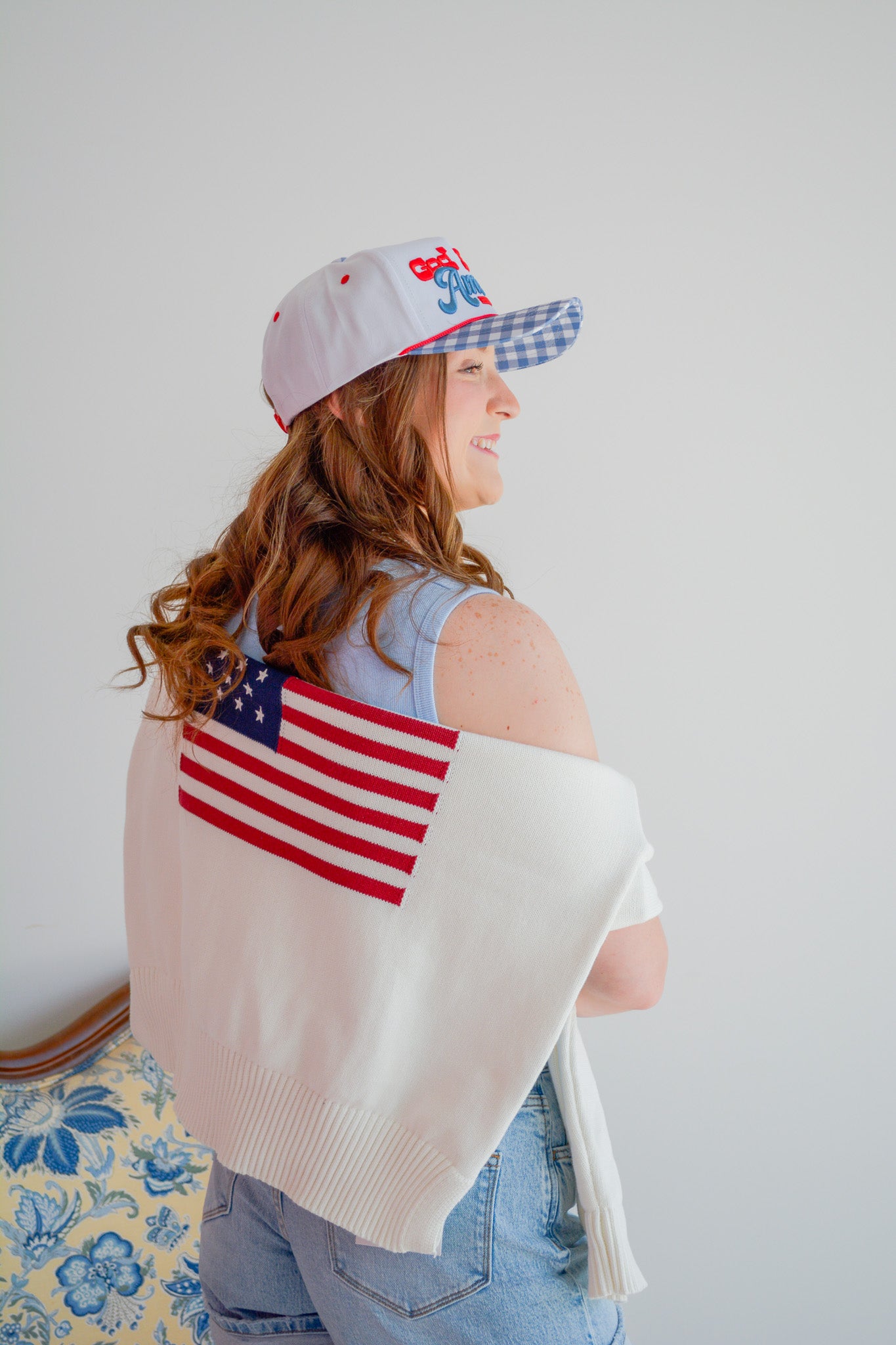 TCEC Stars & Stripes sweater featuring patriotic star and stripe pattern in cozy knit fabric.
