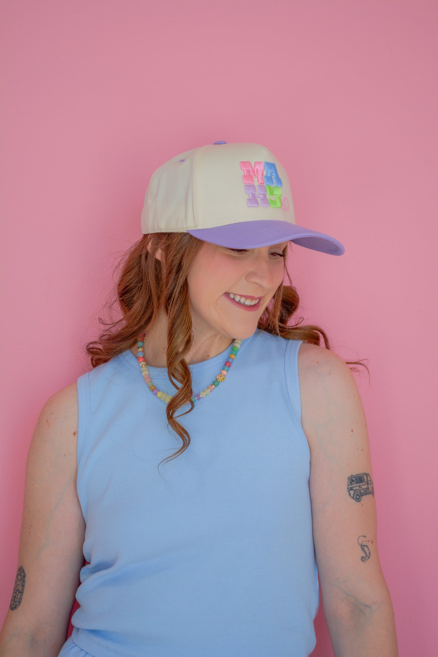 Purple MAHJ hat by Summer Tees featuring a stylish design, displayed on a plain background with a curved brim.