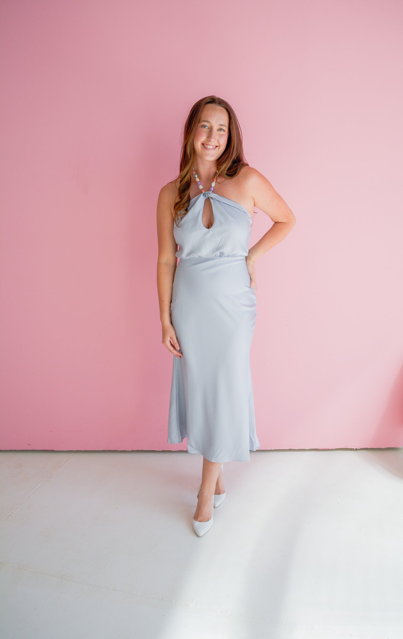 Edit by Nine Starlight halter neck midi dress in lightweight fabric, featuring a flattering halter neckline and elegant design.