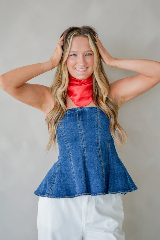 Denim Darling Strapless Top