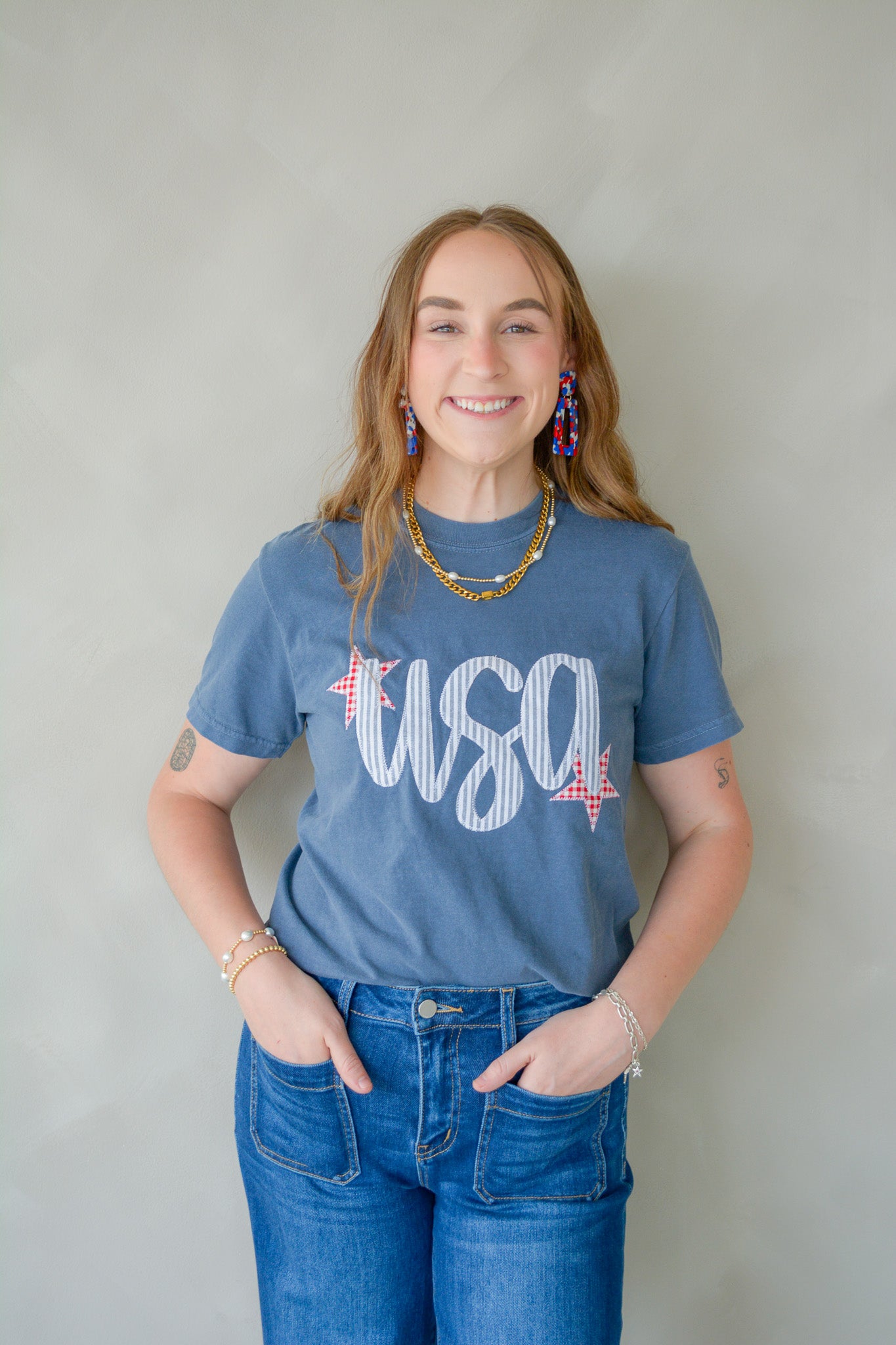 USA Comfort Tee by Shop Southern Belle, front view showing soft cotton fabric and classic fit on a mannequin.