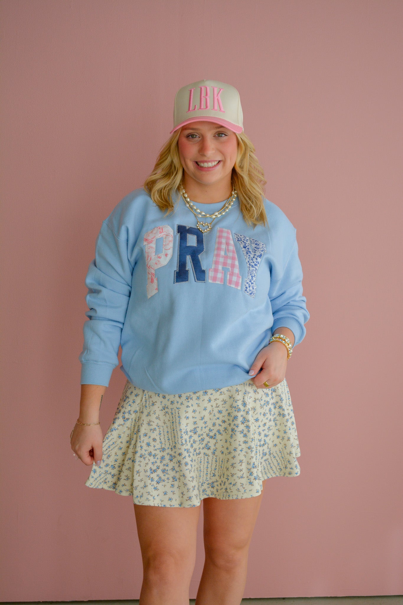 Stitched in Prayer Sweatshirt - Light Blue - Torque Fashion