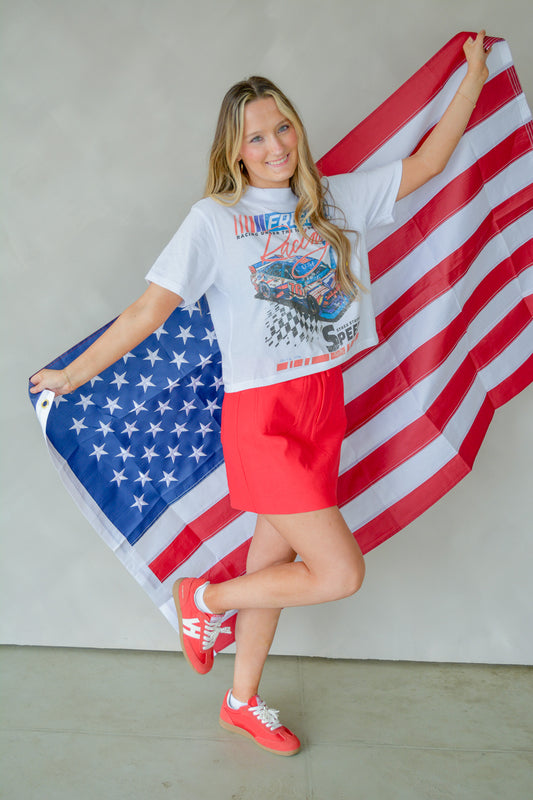 Stars Stripes & Speed Cropped Tshirt